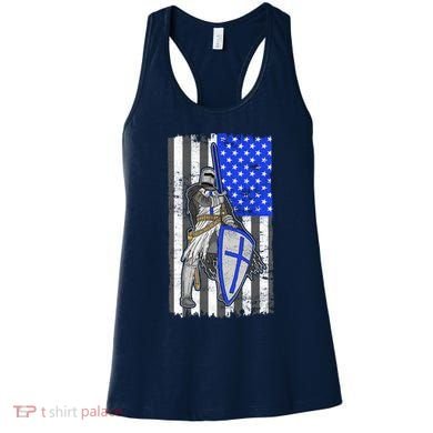 Blue Line Flag Templar Knight Warrior Women's Tank Top