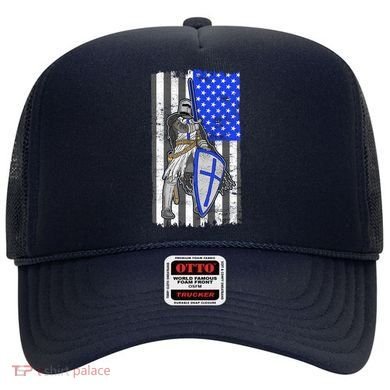 Blue Line Flag Templar Knight Warrior Hat
