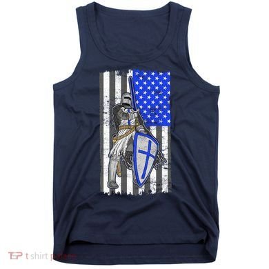 Blue Line Flag Templar Knight Warrior Tank Top