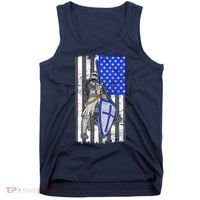 Blue Line Flag Templar Knight Warrior Tank Top thumb 0