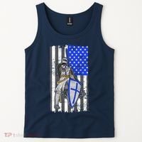 Blue Line Flag Templar Knight Warrior Tank Top thumb 2