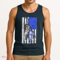Blue Line Flag Templar Knight Warrior Tank Top thumb 3