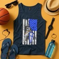 Blue Line Flag Templar Knight Warrior Tank Top thumb 4