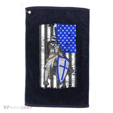 Blue Line Flag Templar Knight Warrior Golf Towel