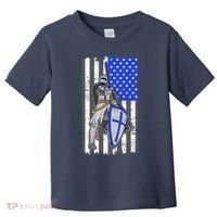 Blue Line Flag Templar Knight Warrior Toddler T-Shirt thumb 0