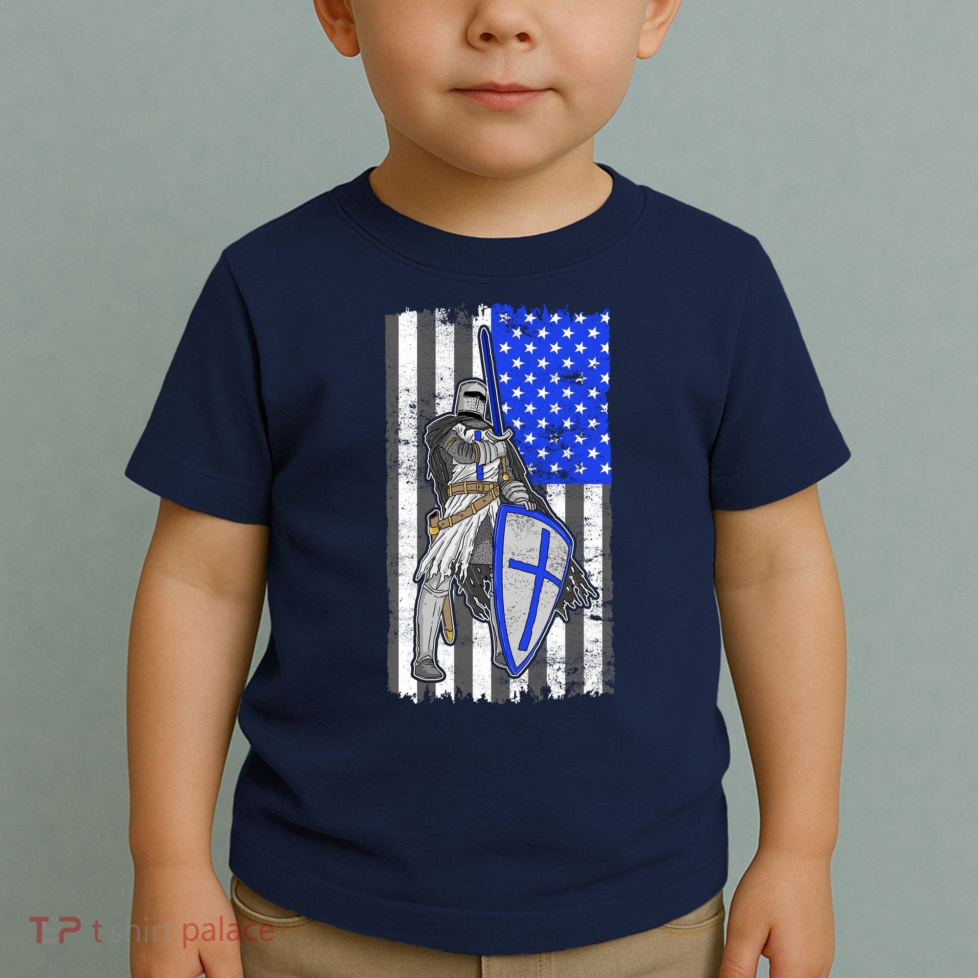 Blue Line Flag Templar Knight Warrior Toddler T-Shirt