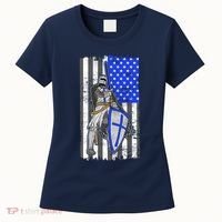 Blue Line Flag Templar Knight Warrior Women's T-Shirt thumb 0