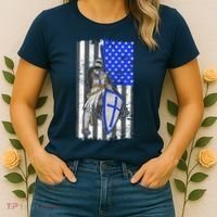 Blue Line Flag Templar Knight Warrior Women's T-Shirt thumb 2