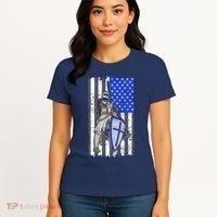 Blue Line Flag Templar Knight Warrior Women's T-Shirt thumb 4