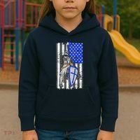 Blue Line Flag Templar Knight Warrior Kids Hoodie thumb 3