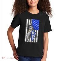 Blue Line Flag Templar Knight Warrior Kids T-Shirt thumb 2