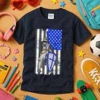 Blue Line Flag Templar Knight Warrior Kids T-Shirt thumb 3