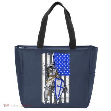 Blue Line Flag Templar Knight Warrior Tote Bag