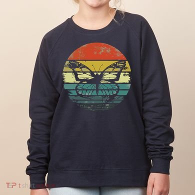 Butterfly Lover Gifts Retro Sunset Insect Monarch Entomology Women's Sweatshirt