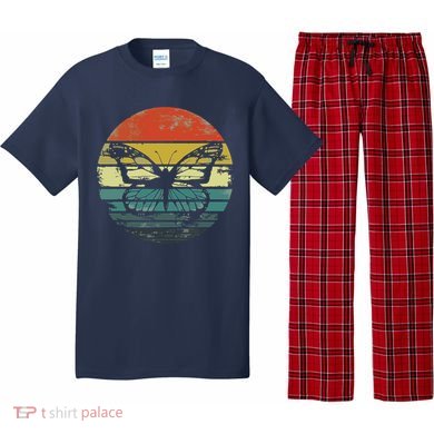 Butterfly Lover Gifts Retro Sunset Insect Monarch Entomology Pajama Set