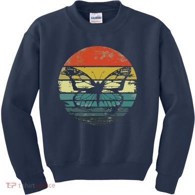 Butterfly Lover Gifts Retro Sunset Insect Monarch Entomology Kids Sweatshirt