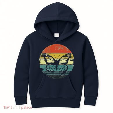 Butterfly Lover Gifts Retro Sunset Insect Monarch Entomology Kids Hoodie