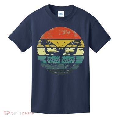 Butterfly Lover Gifts Retro Sunset Insect Monarch Entomology Kids T-Shirt