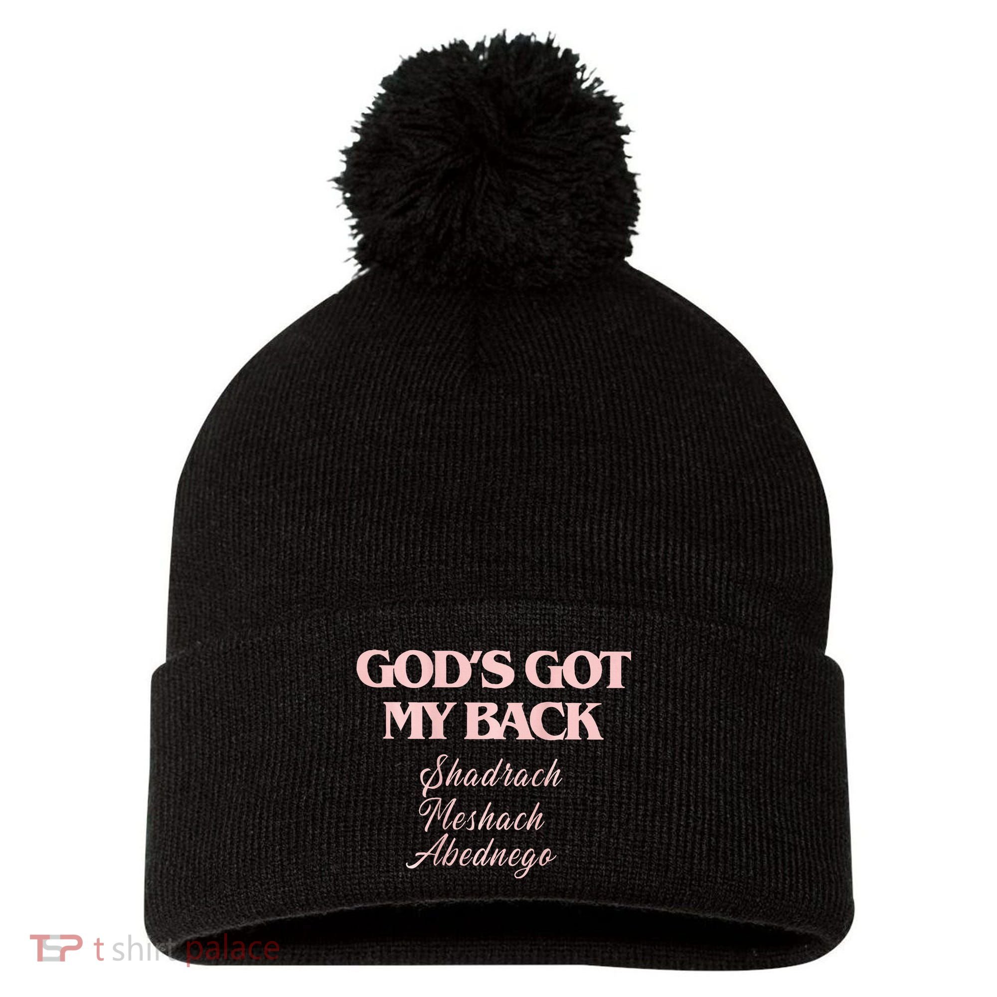 Gods Got My Back Pom Pom 12in Knit Beanie
