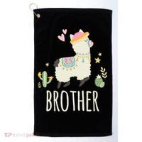 Brother Llama Great Gift Christmas Matching Family Tribe Boy Gift Golf Towel thumb 0