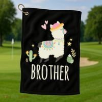 Brother Llama Great Gift Christmas Matching Family Tribe Boy Gift Golf Towel thumb 1