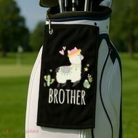 Brother Llama Great Gift Christmas Matching Family Tribe Boy Gift Golf Towel thumb 2
