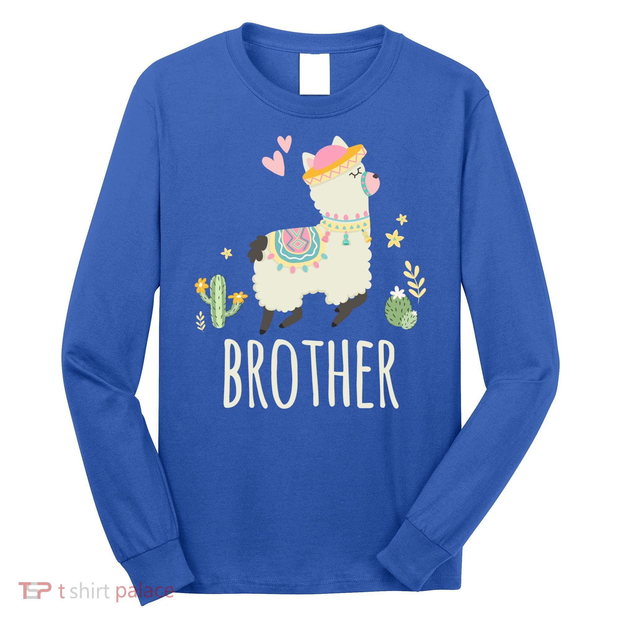 Brother Llama Great Gift Christmas Matching Family Tribe Boy Gift Long Sleeve Shirt