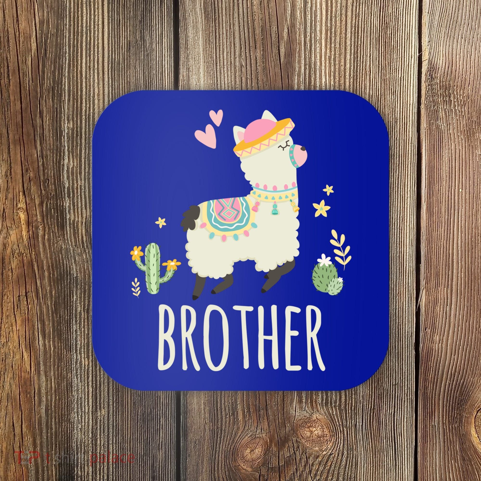 Brother Llama Great Gift Christmas Matching Family Tribe Boy Gift Coaster