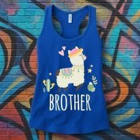Brother Llama Great Gift Christmas Matching Family Tribe Boy Gift Women's Tank Top thumb 3