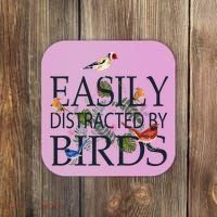 Bird Lovers Gifts For Women Men Gift Easily Distracted By Birds Gift Coaster thumb 0