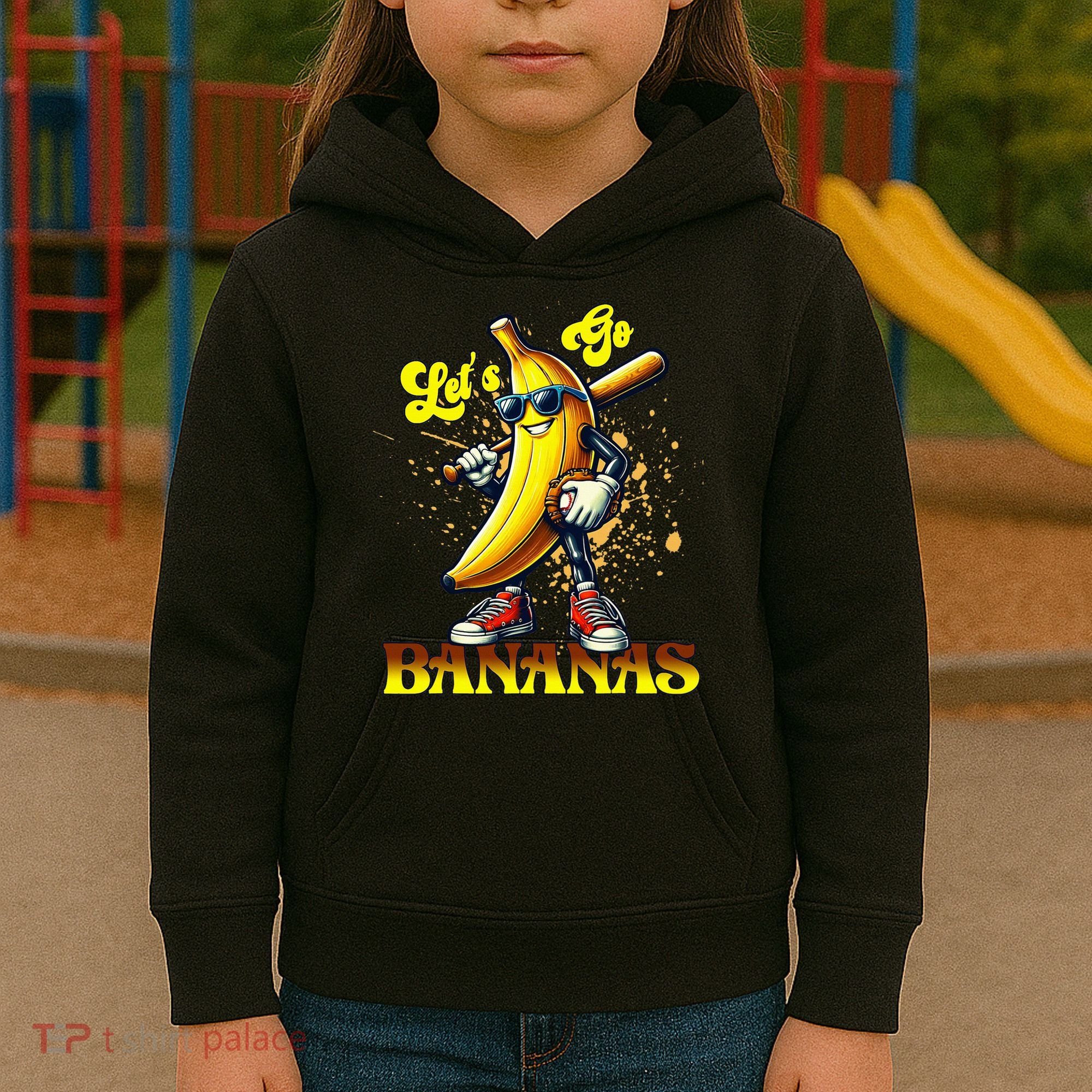 Baseball LetS Go Bananas Kids Hoodie