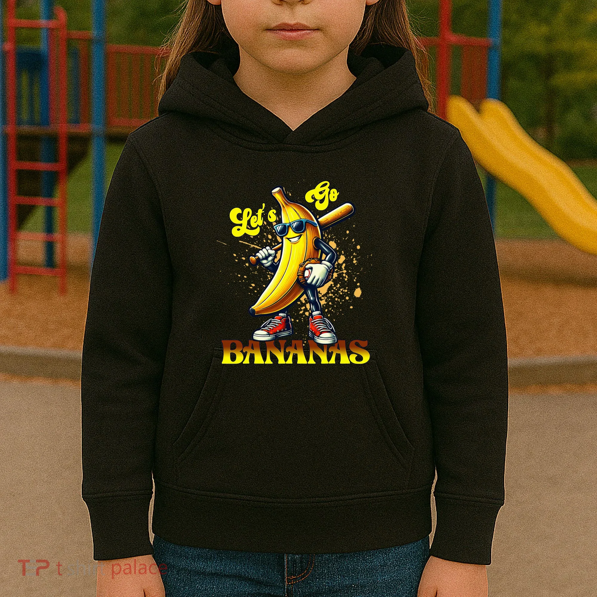 Baseball LetS Go Bananas Kids Hoodie