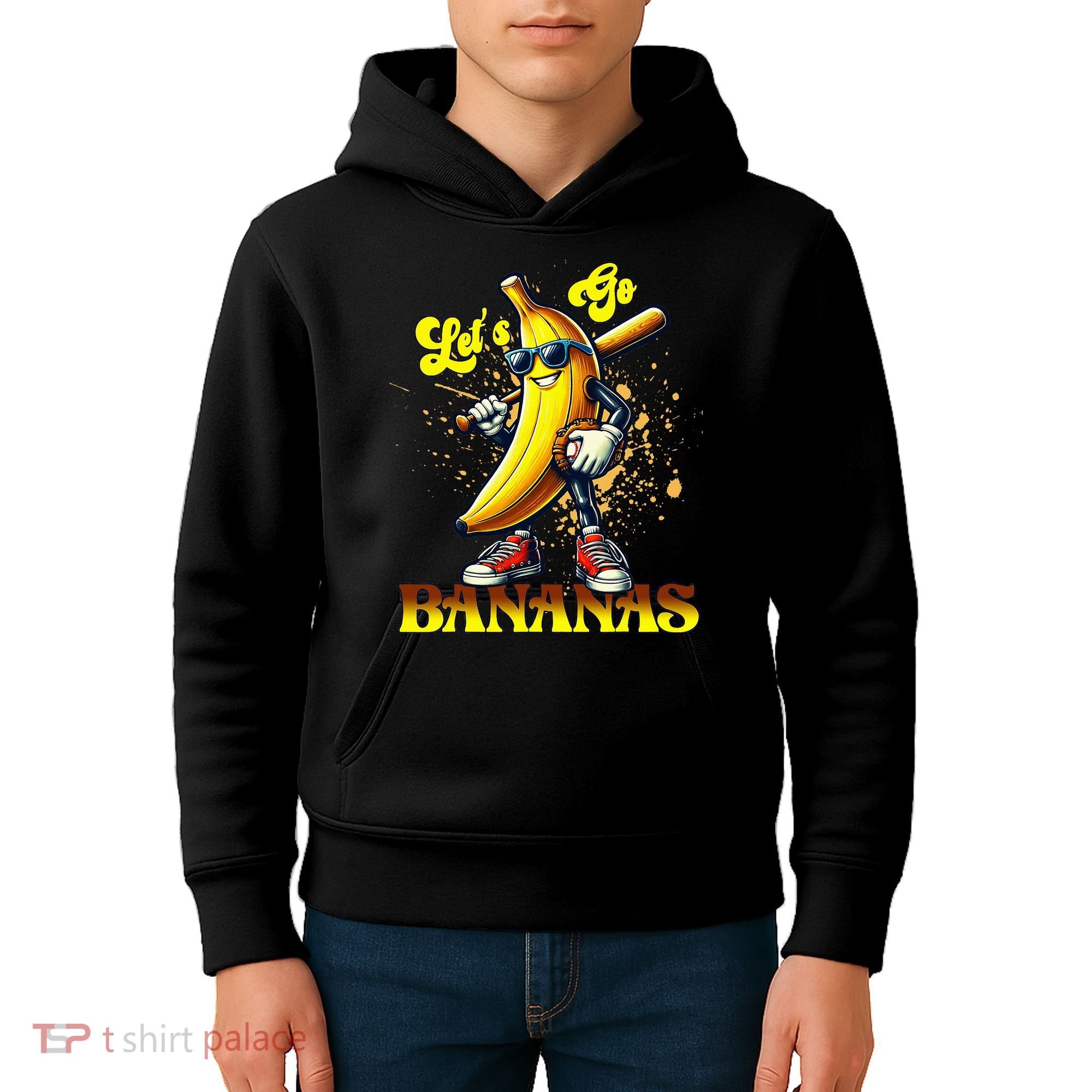 Baseball LetS Go Bananas Kids Hoodie