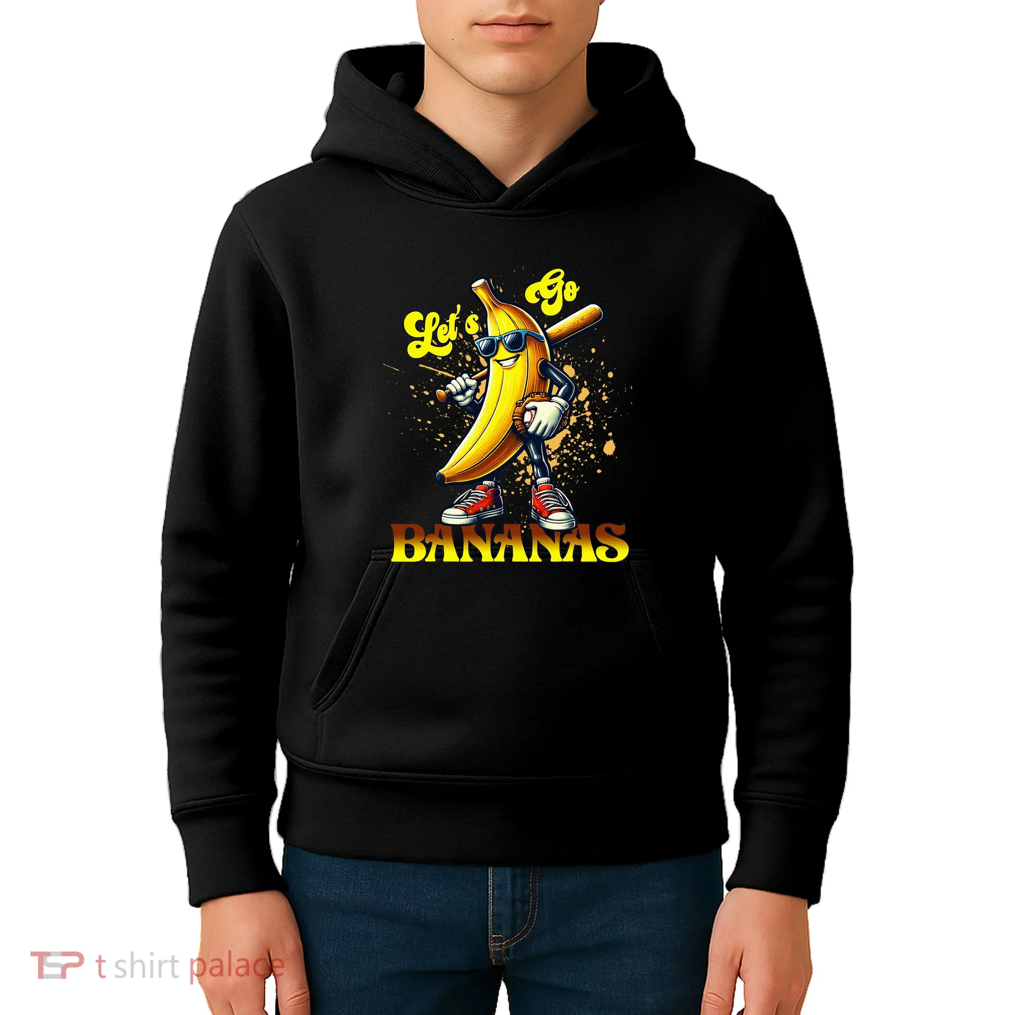 Baseball LetS Go Bananas Kids Hoodie