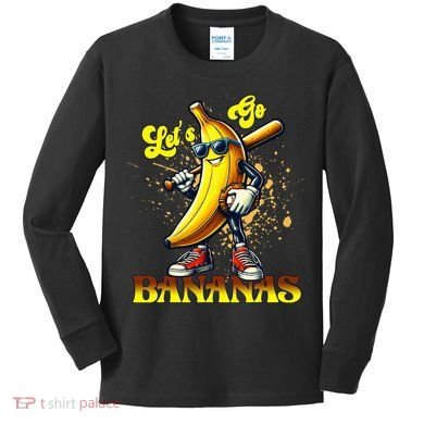 Baseball LetS Go Bananas Kids Long Sleeve Shirt