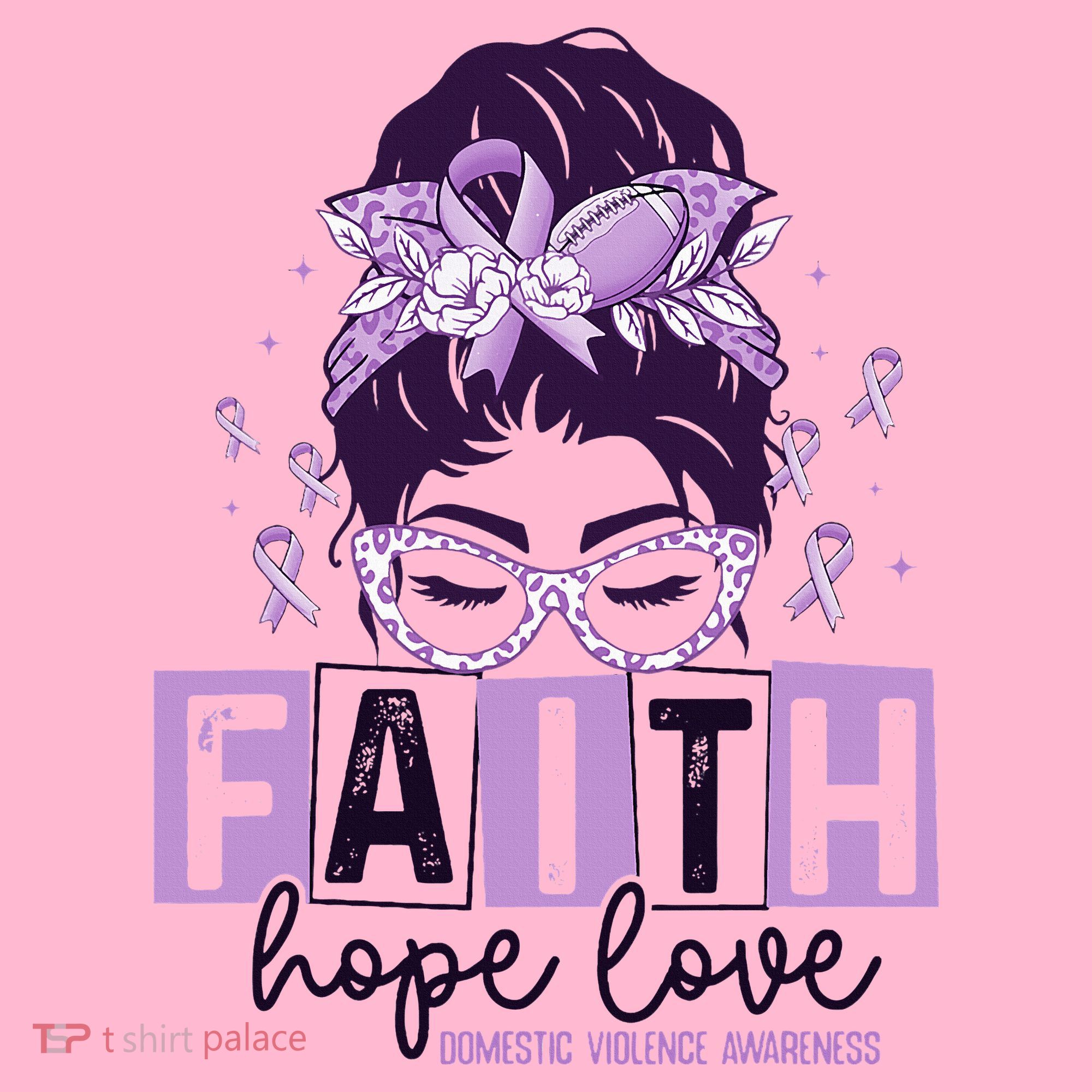Believe Love Hope Purple Ribbon Domestic Violence Awareness Coaster