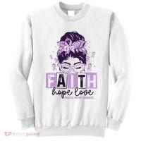 Believe Love Hope Purple Ribbon Domestic Violence Awareness Sweatshirt thumb 0