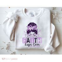 Believe Love Hope Purple Ribbon Domestic Violence Awareness Sweatshirt thumb 2