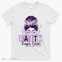 Believe Love Hope Purple Ribbon Domestic Violence Awareness T-Shirt thumb 0