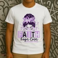 Believe Love Hope Purple Ribbon Domestic Violence Awareness T-Shirt thumb 3