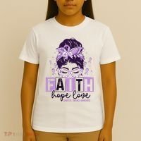 Believe Love Hope Purple Ribbon Domestic Violence Awareness T-Shirt thumb 4