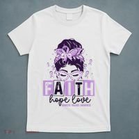 Believe Love Hope Purple Ribbon Domestic Violence Awareness T-Shirt thumb 5