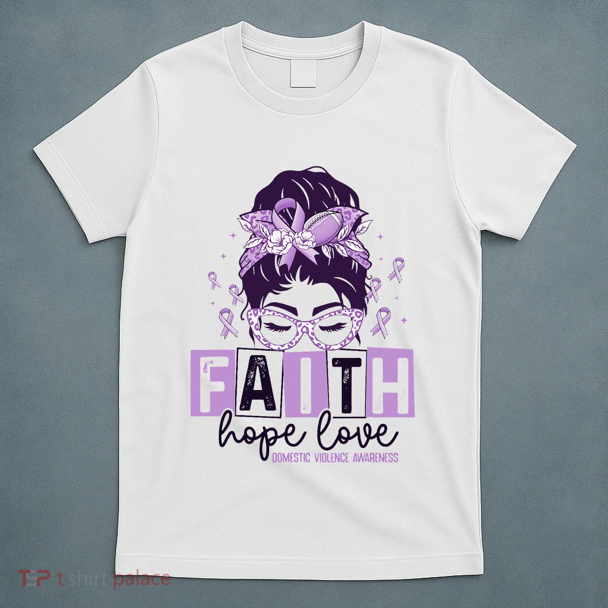 Believe Love Hope Purple Ribbon Domestic Violence Awareness T-Shirt