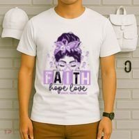 Believe Love Hope Purple Ribbon Domestic Violence Awareness T-Shirt thumb 6