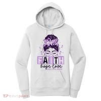 Believe Love Hope Purple Ribbon Domestic Violence Awareness Women's Hoodie thumb 0
