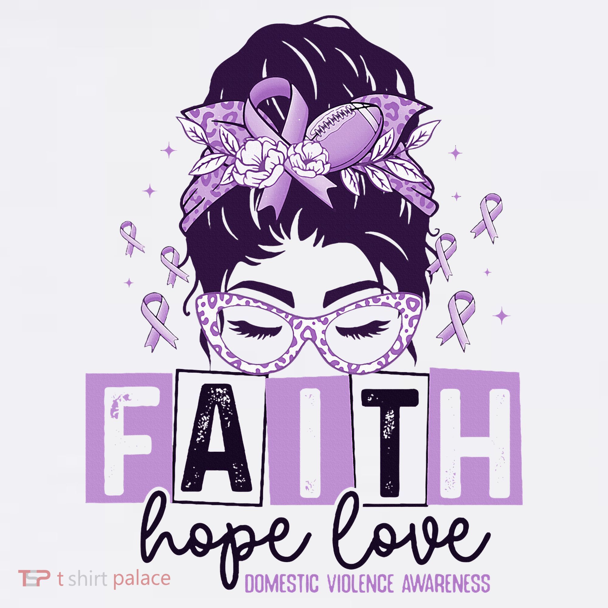 Believe Love Hope Purple Ribbon Domestic Violence Awareness Mousepad