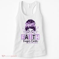 Believe Love Hope Purple Ribbon Domestic Violence Awareness Women's Tank Top thumb 0