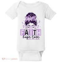 Believe Love Hope Purple Ribbon Domestic Violence Awareness Baby Bodysuit thumb 0