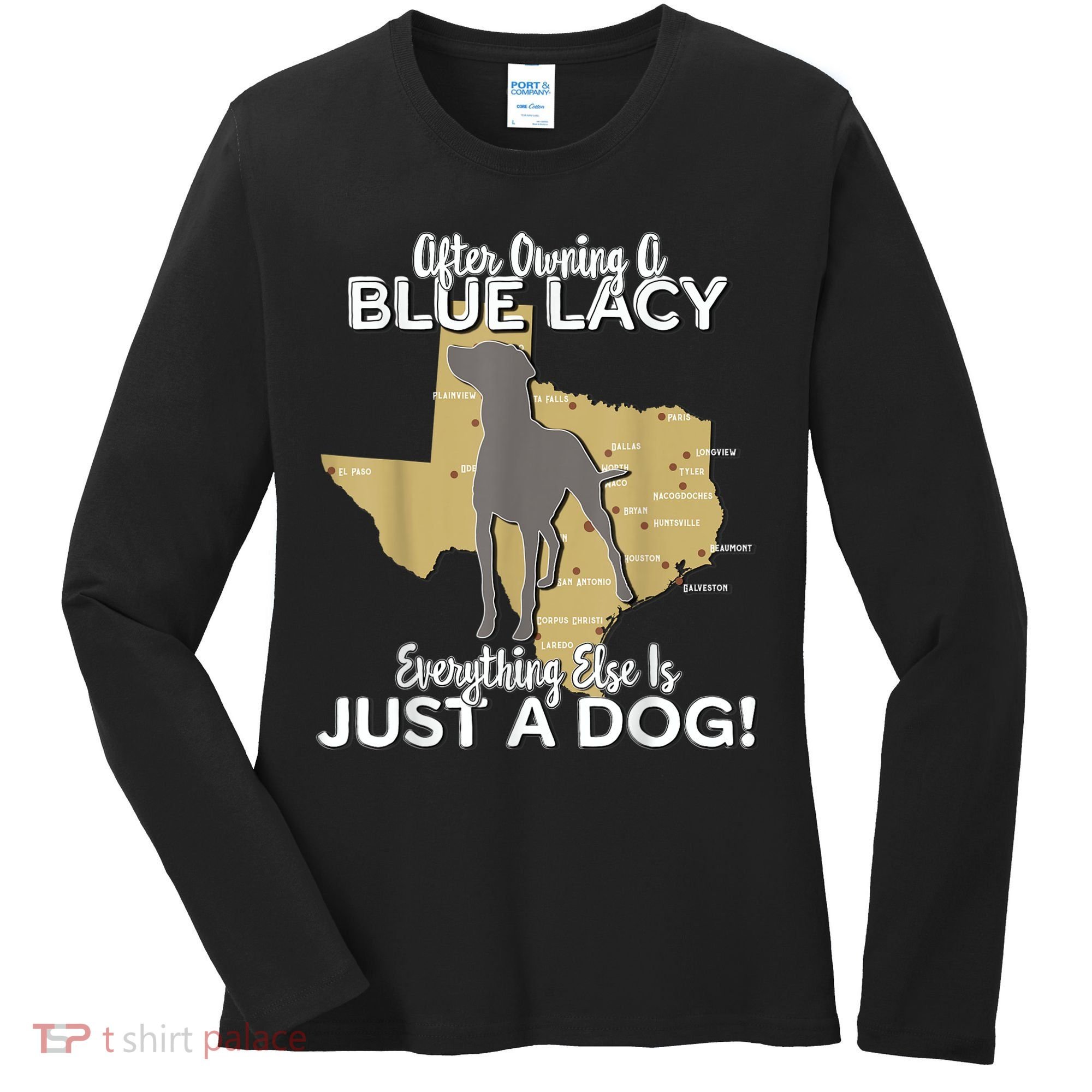 Blue Lacy Hunting Dog Texas State Dog Women's Long Sleeve Shirt