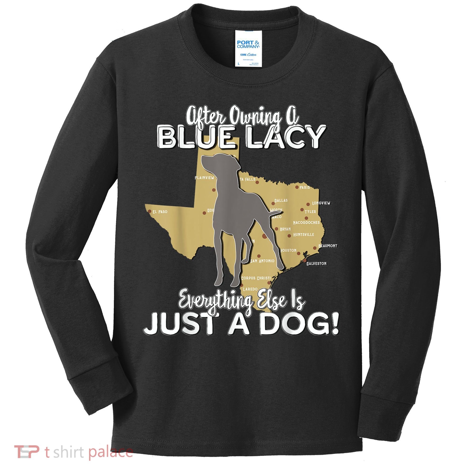 Blue Lacy Hunting Dog Texas State Dog Kids Long Sleeve Shirt